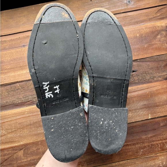 Free People Vida Floral Chain Block Heel Leather Mules Size 40 - Picture 10 of 10